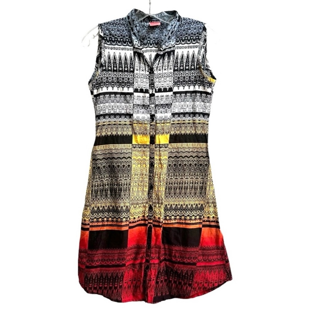 Dorry Color-block Sleeveless Boho Button Front Dress Size Small Colorful Bold - Picture 11 of 11